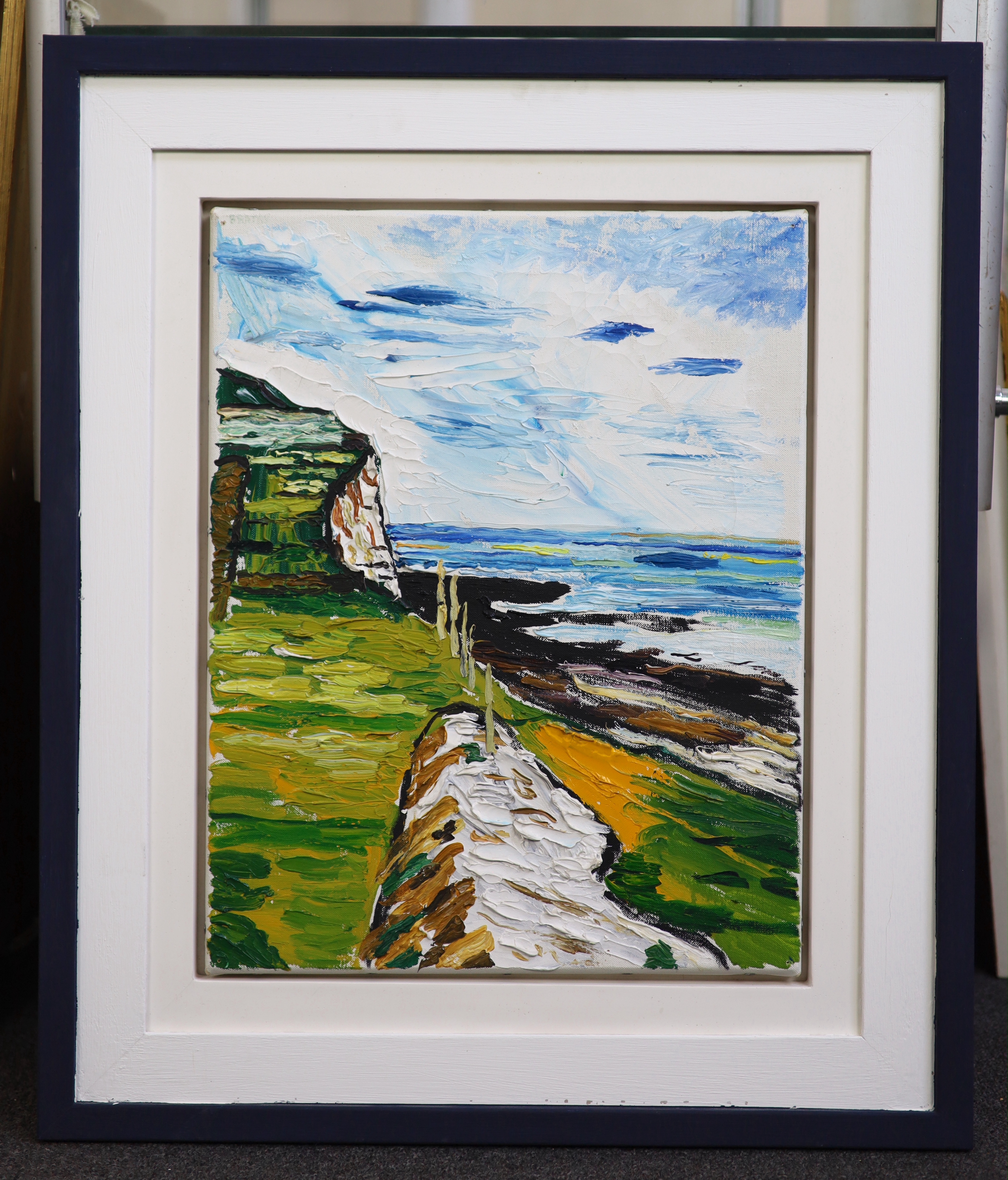 John Bratby R.A. (English, 1928-1992), 'The Cliffs at Birling Gap', oil on canvas, 46 x 36cm